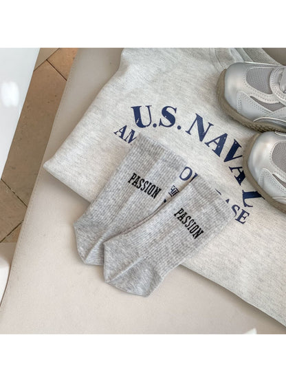 Rufia - PASSION Letter Knit Crew Socks