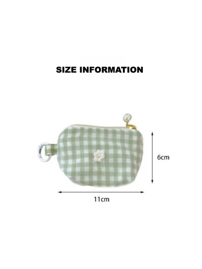 Cosbai - Mini Plaid Coin Purse with Zipper