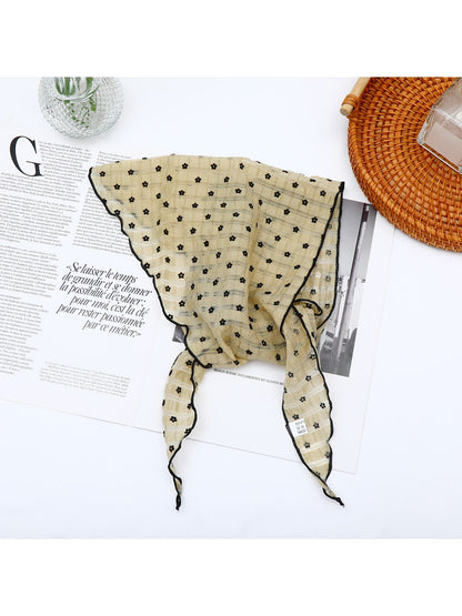 Scarvii - Floral Print Ruffle Edge Fashion Triangle Bandana