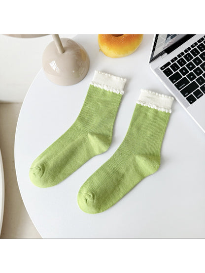 Rufia - Ruffle Cuff Ribbed Crew Socks product image 4