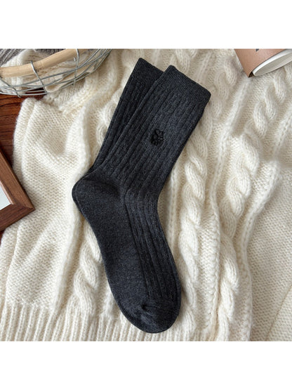Rufia - Classic Ribbed Neutral Crew Socks