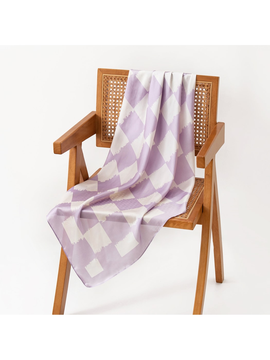 Scarvii - Purple Plaid Printed Fashion Square Scarf