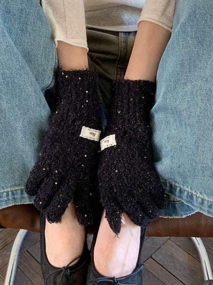 Gloving - Simple Solid-Color Full-Cover Knitted Gloves