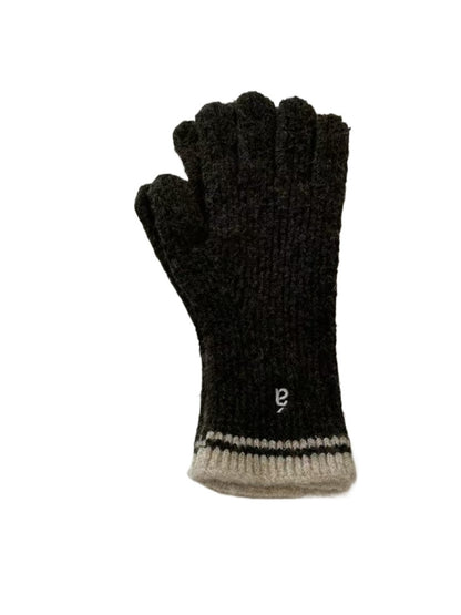 Gloving - Unisex Full-Cover Knitted Gloves with Letter Embroidered