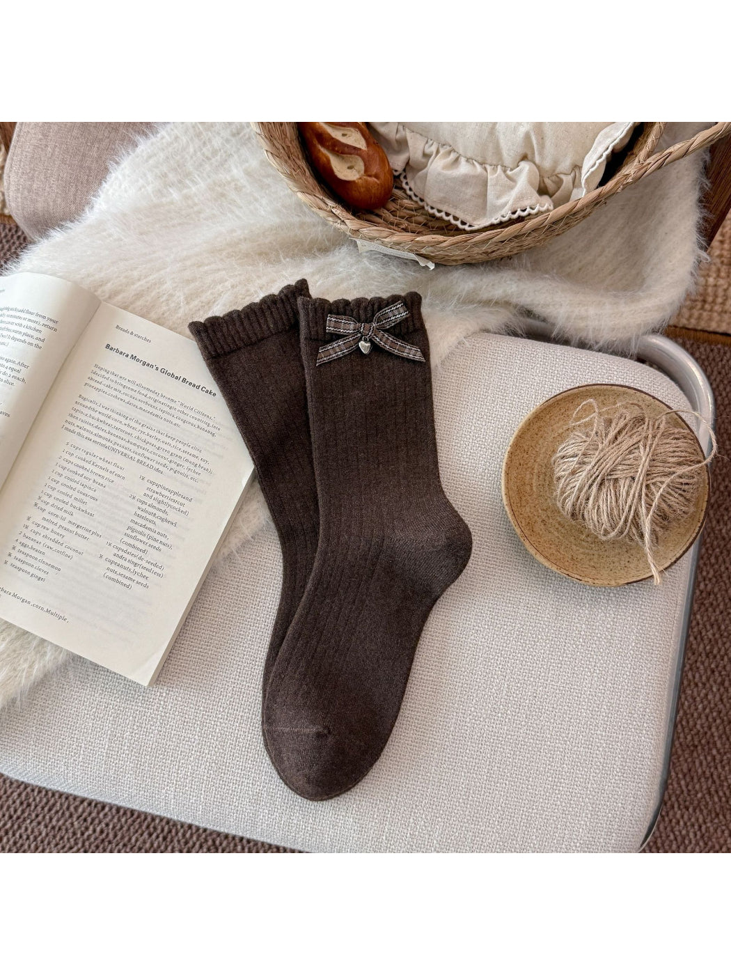 Rufia - Bow Detail Mixed Pattern Crew Socks