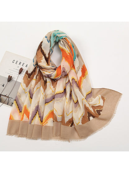 Scarvii - Color-Blocked Shawl Scarf with Tassels - Stylish & Versatile