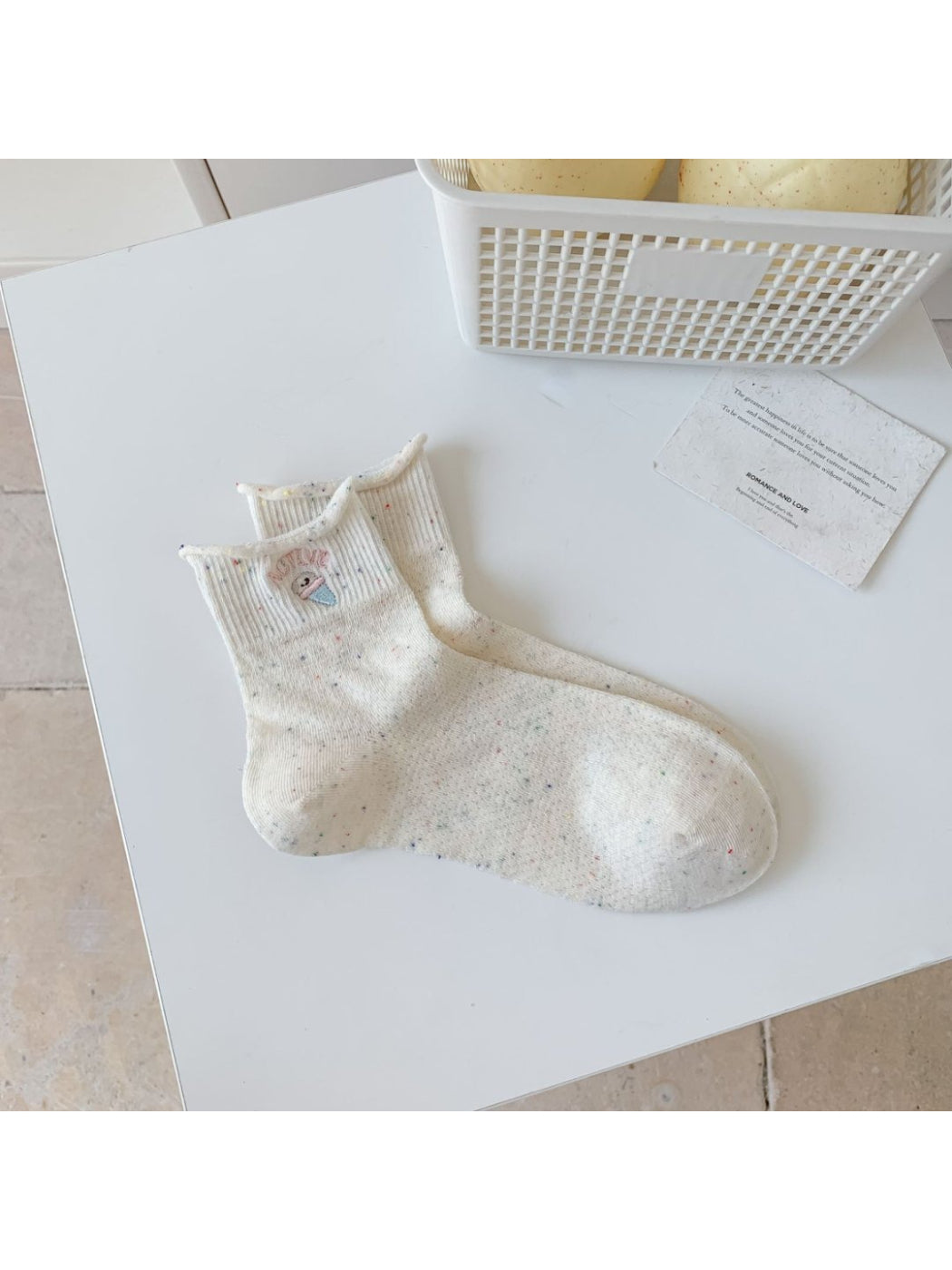 Rufia - Cute Icon Speckled Ankle Crew Socks