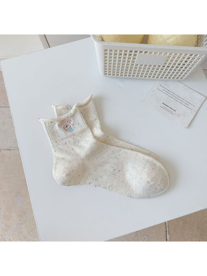 Rufia - Cute Icon Speckled Ankle Crew Socks