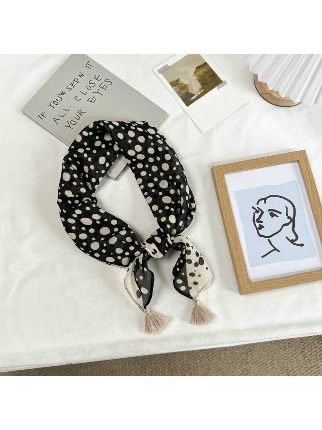 Scarvii - Edgy Printed Tassel Trim Square Scarf