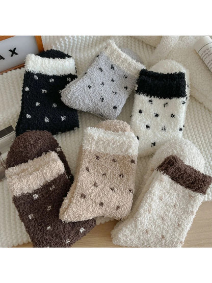 Rufia - Small Dot Pattern Contrast Cuff Socks