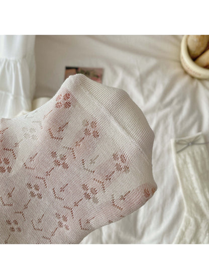 Rufia - White Color Lace Detail Crew Socks