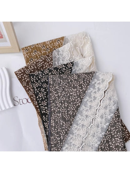 Scarvii - Floral Lace Edge Decorative Triangle Bandana Scarf