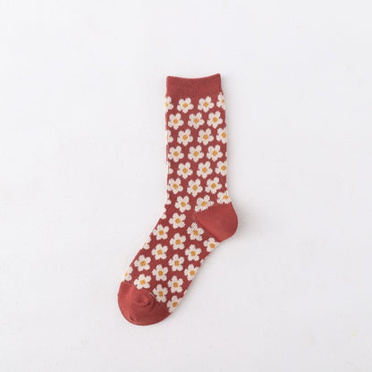 Rufia Floral Pattern Mid-Calf Socks for casual outfit styling