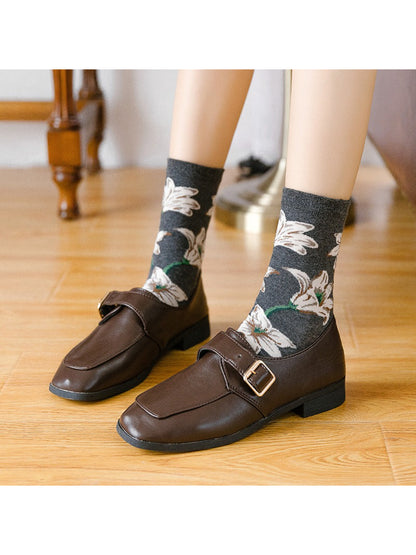 Rufia - Vintage Garden Floral Knit Crew Socks