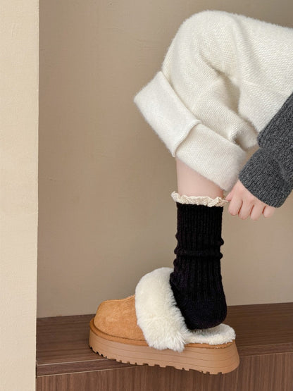 Rufia - Soft Ribbed Lace Edge Crew Socks product image 10
