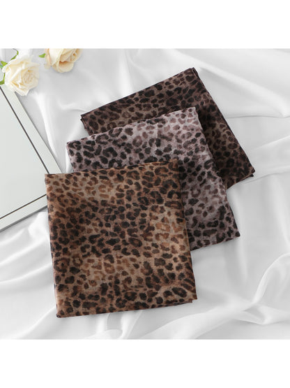 Soft summer scarf with beige and brown leopard print pattern