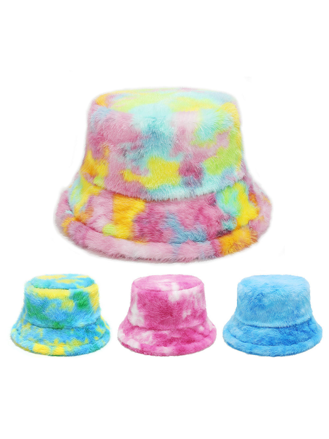 Haila Colorful Tie Dye Fuzzy Bucket Hat