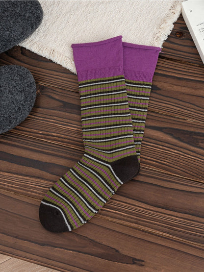 Rufia – Color-Block Retro Mid-Calf Socks