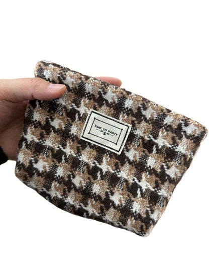 Cosbai - Classic Plaid Small Storage Clutch Bag