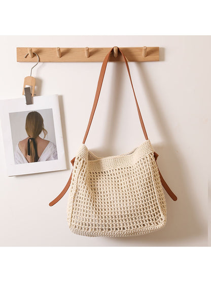 Cosbai - Woven Magnetic Closure Shoulder Bag