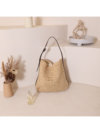 Cosbai - Simple Style Openwork Weave Shoulder Bag