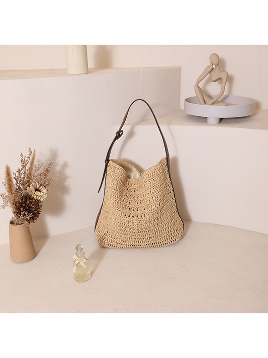 Cosbai - Simple Style Openwork Weave Shoulder Bag