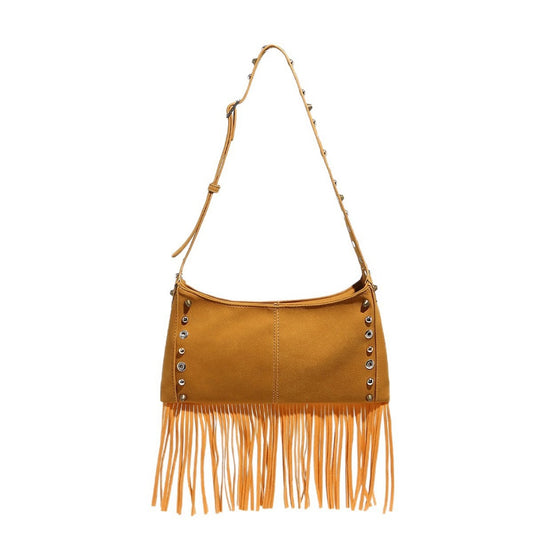 Cosbai - Boho Punk Fringe Shoulder Bag - Blod & Classic