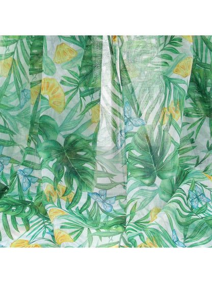 Scarvii - Green Tropical Leaf Print Scarf