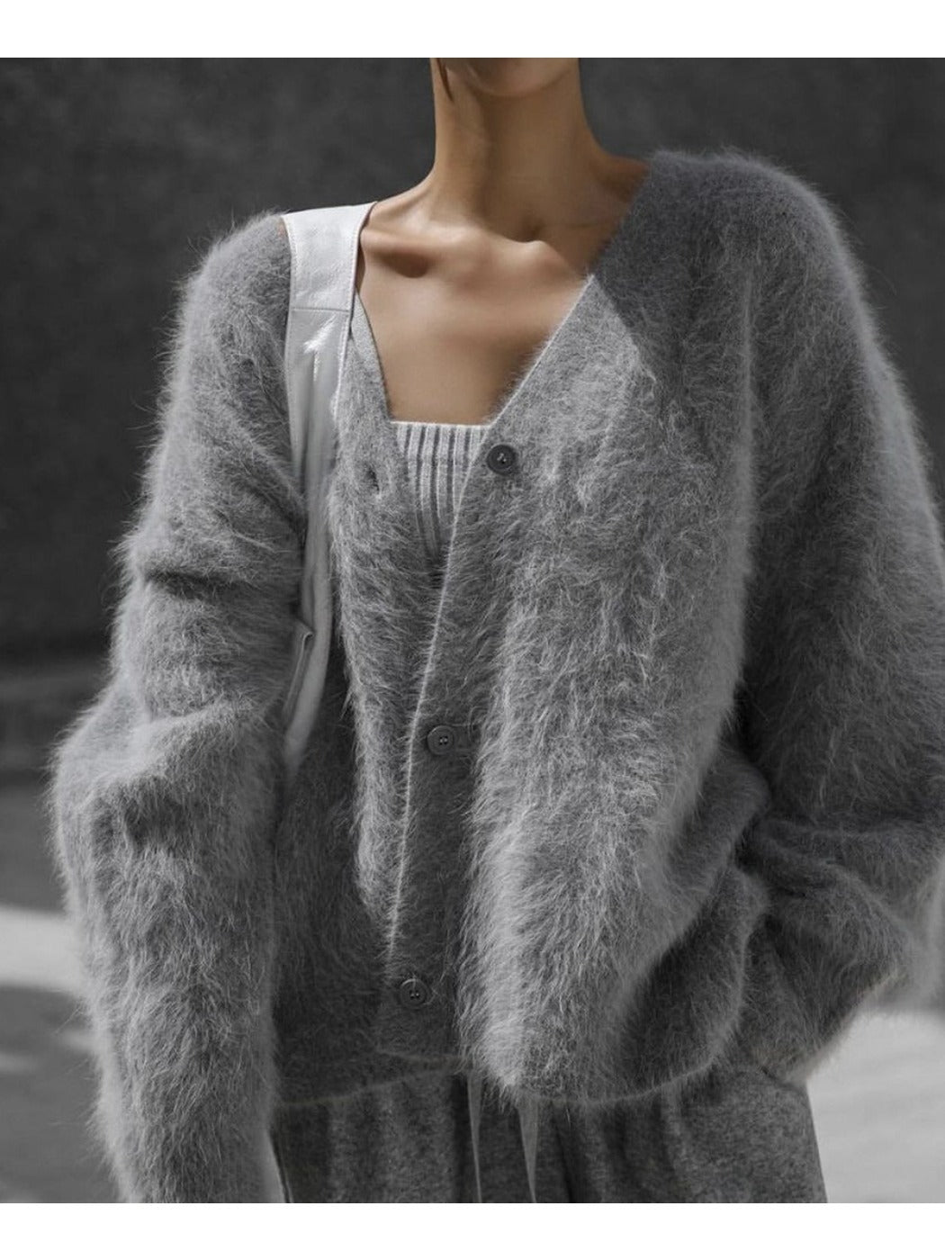 Crosa - Women's V-Neck Knit Cardigan Sweater Open Front Coat