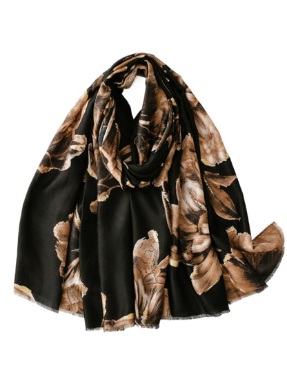 Scarvii - Gold Foil Scarf & Shawl with Lotus Pattern