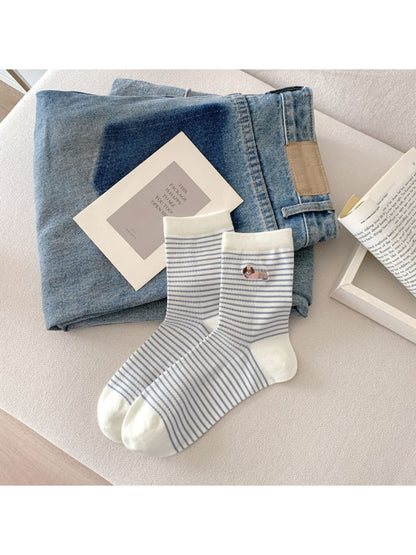 Rufia - Striped Embroidered Crew Socks product image 6