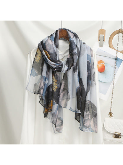 Scarvii Abstract Floral Print Lightweight Scarf