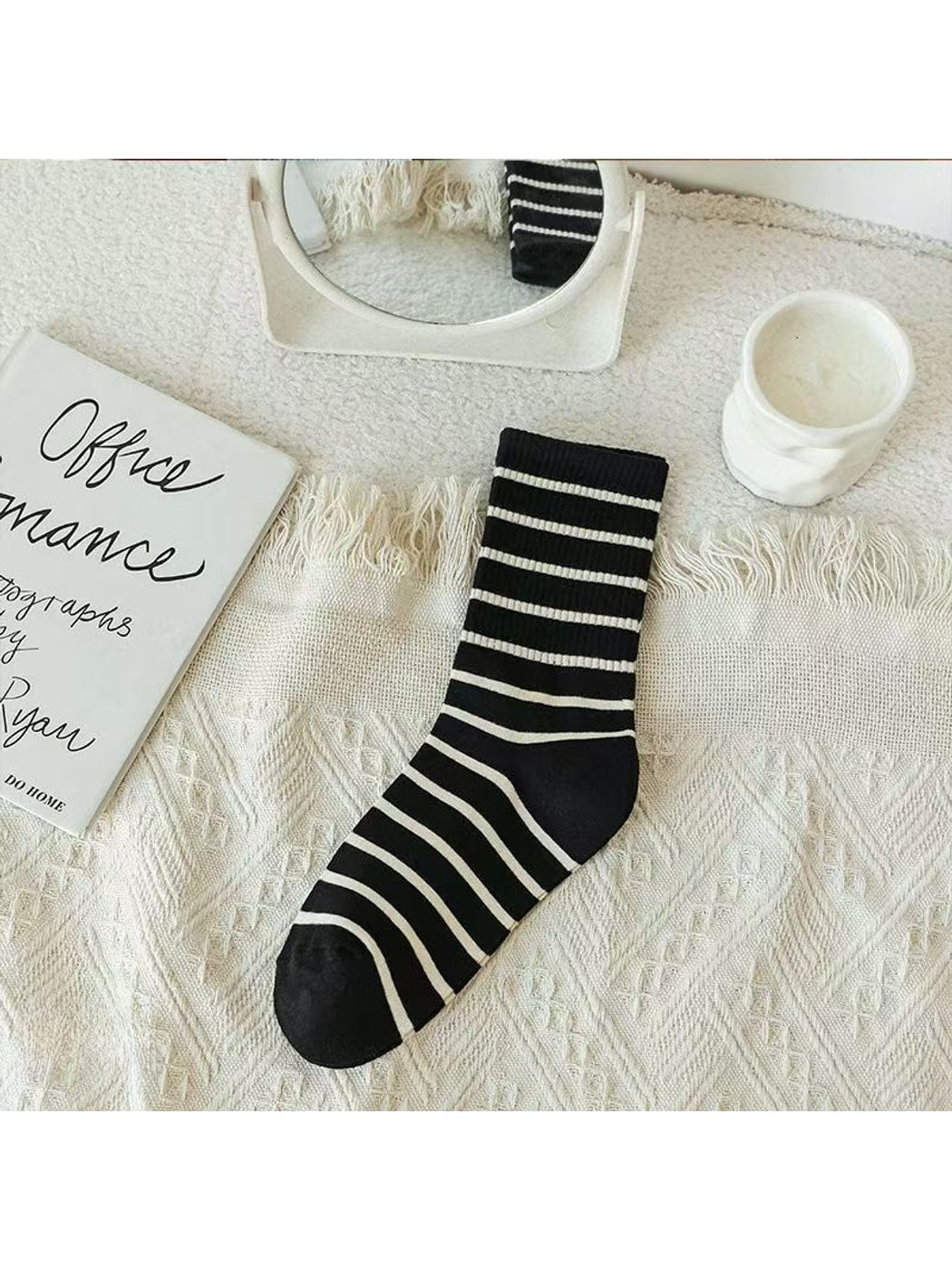 Rufia - Modern Style Striped Casual Crew Socks