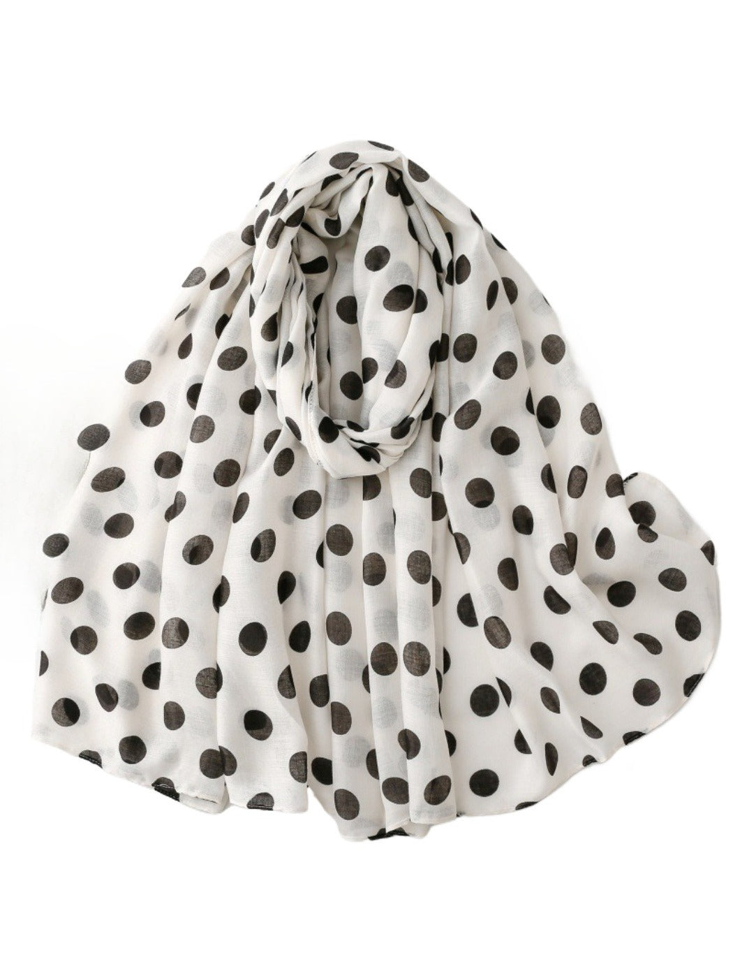 Scarvii Everyday Polka Dot Scarf folded showing black fabric with white polka dots