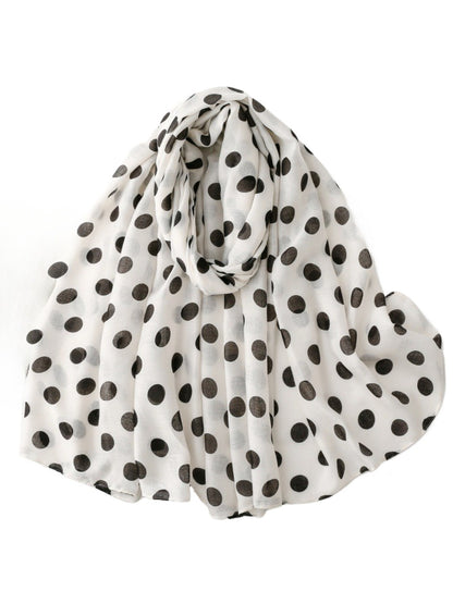 Scarvii Everyday Polka Dot Scarf folded showing black fabric with white polka dots