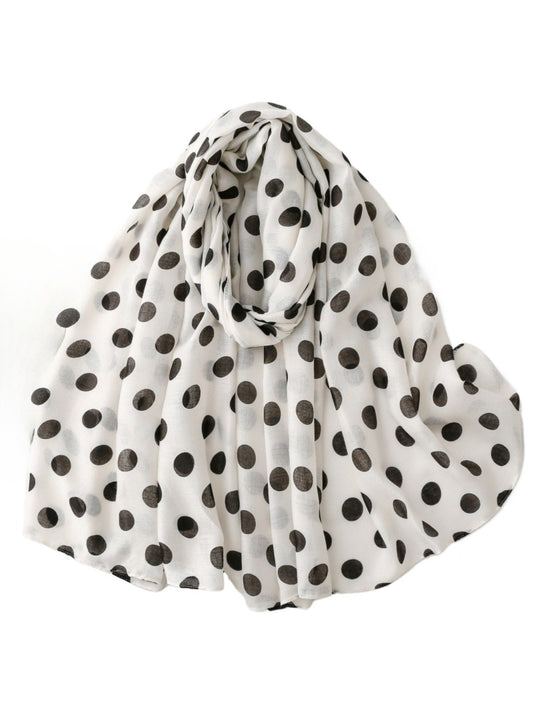 Scarvii Everyday Polka Dot Scarf folded showing black fabric with white polka dots