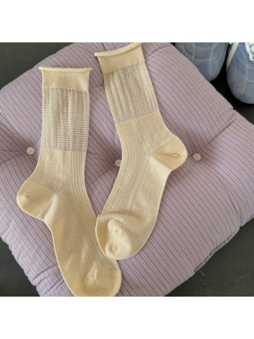 Rufia soft knit crew socks packaging showing brand label