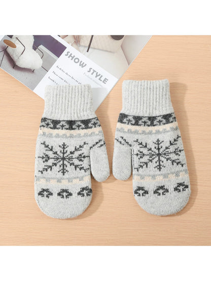 Gloving - Women's Snowflake Jacquard Knit Winter Mittens