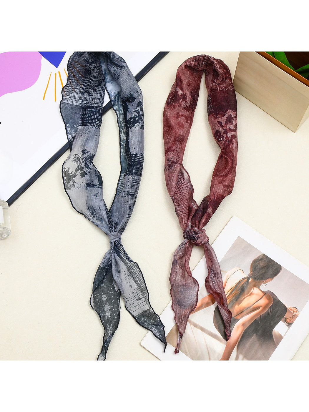 Scarvii - Vintage Abstract Floral Print Scarf