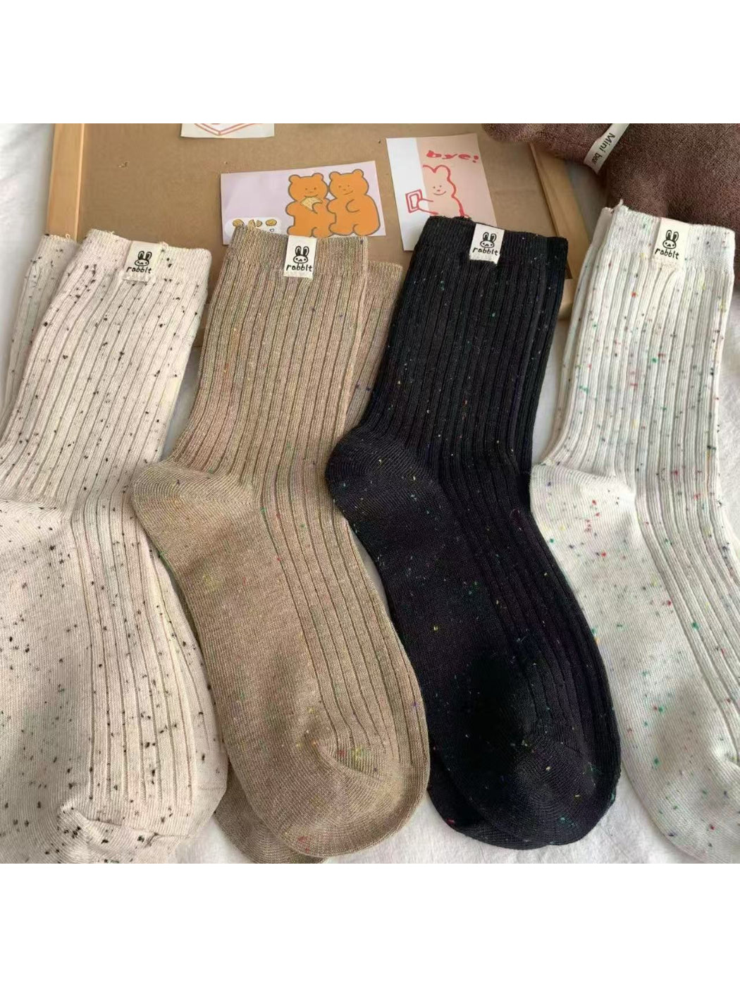 Rufia - Flecked Rib Knit Crew Socks