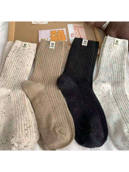 Rufia - Flecked Rib Knit Crew Socks