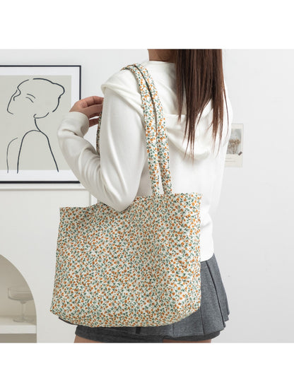 Cosbai - Bow and Floral Patterns Quilted Tote Bag