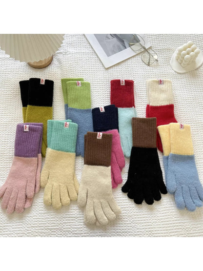 Gloving - Color Block Plush Finish Women's Winter Gloves