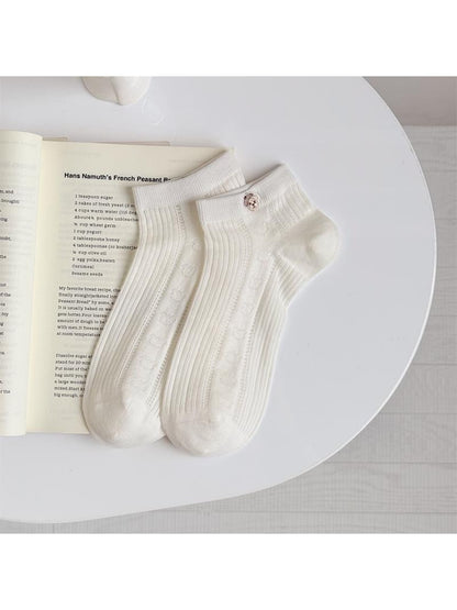 Rufia - Litter Bear Embroidery Ankle Socks
