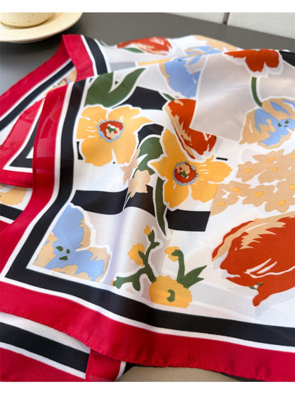 Scarvii - Floral Print Square Scarf
