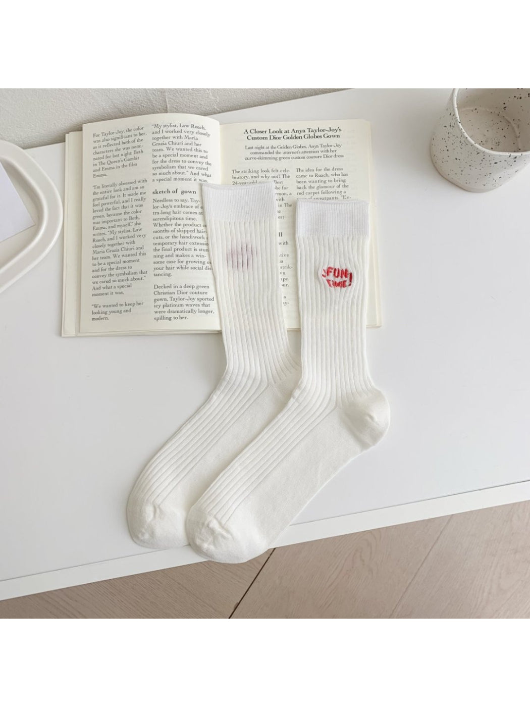 Rufia - FUN TIME Letter Embroidery Crew Socks