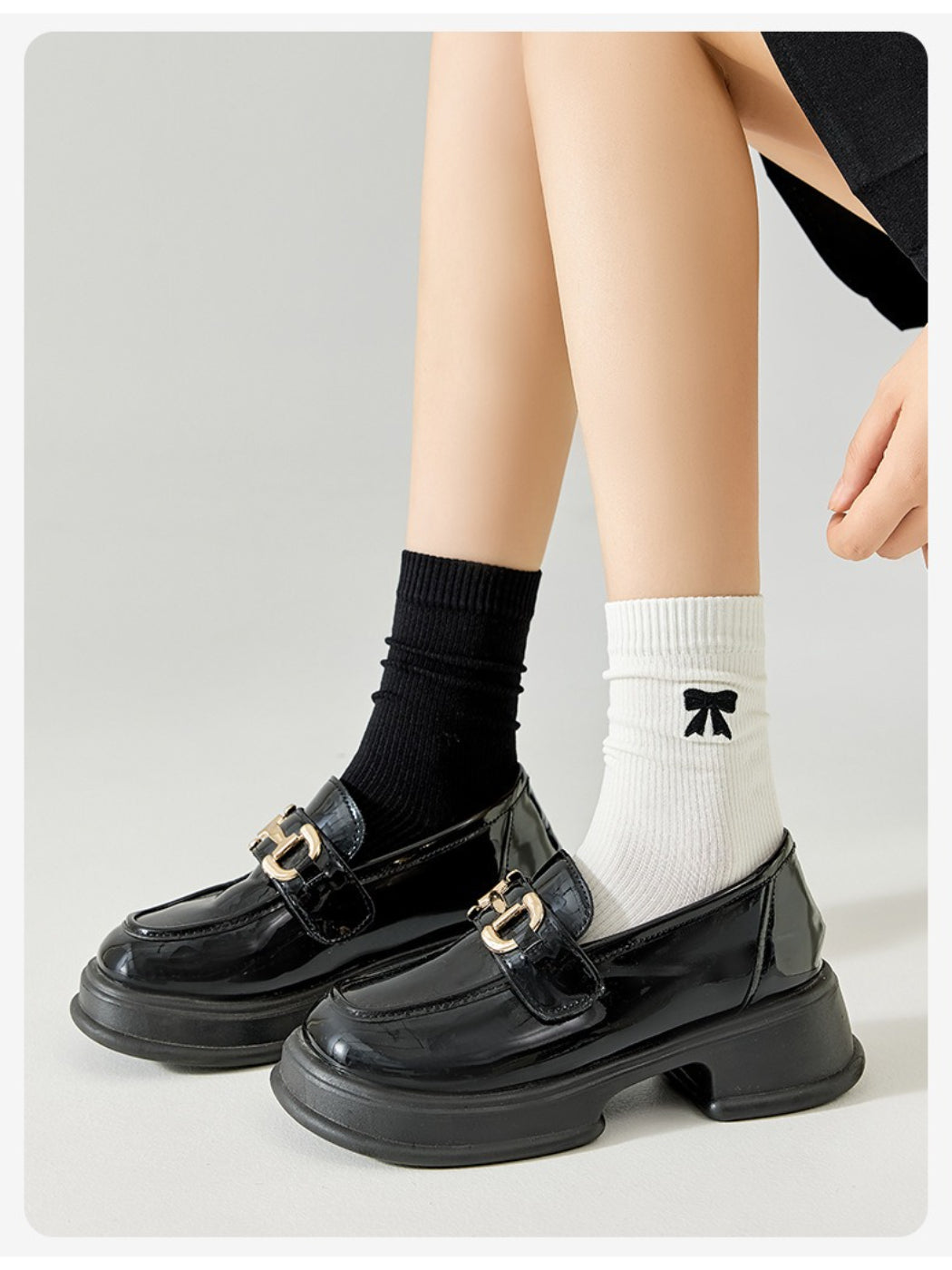 Rufia - Ribbed Crew Bow Accent Socks