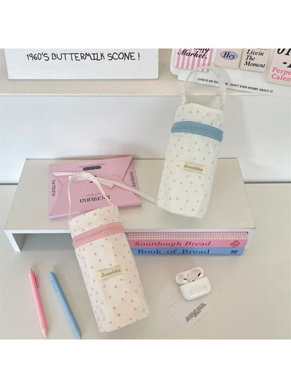 Cosbai star print cylinder pencil pouch on white background