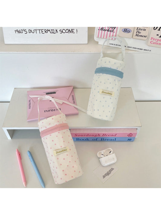 Cosbai star print cylinder pencil pouch on white background