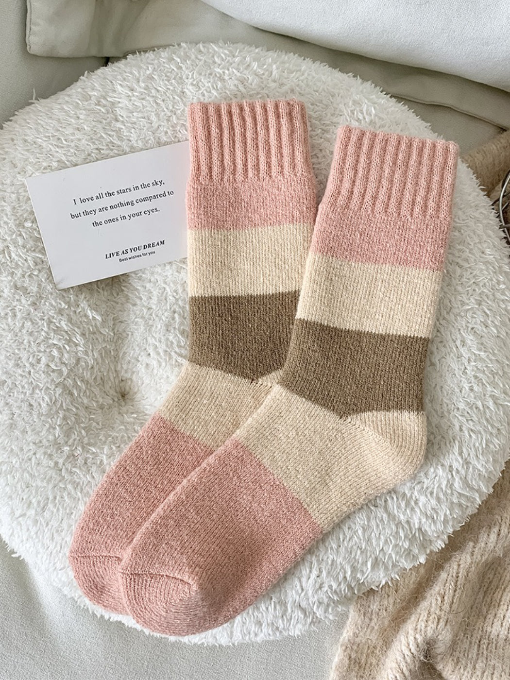 Rufia - Cozy Textured Knit Crew Socks